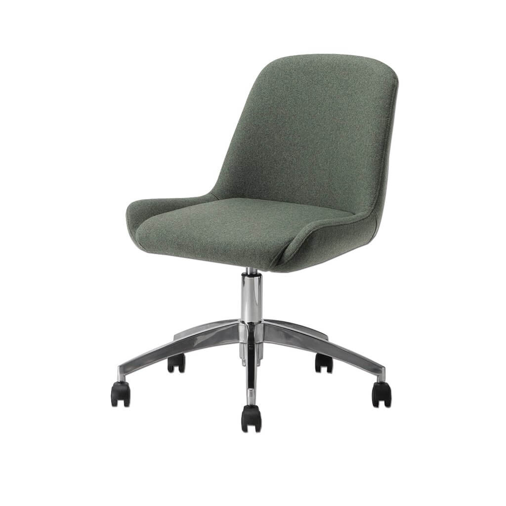 Kivi Green Desk Chair with a Soft Curve Backrest and Five Star Base with Gaslift and Castors - Designers Image
