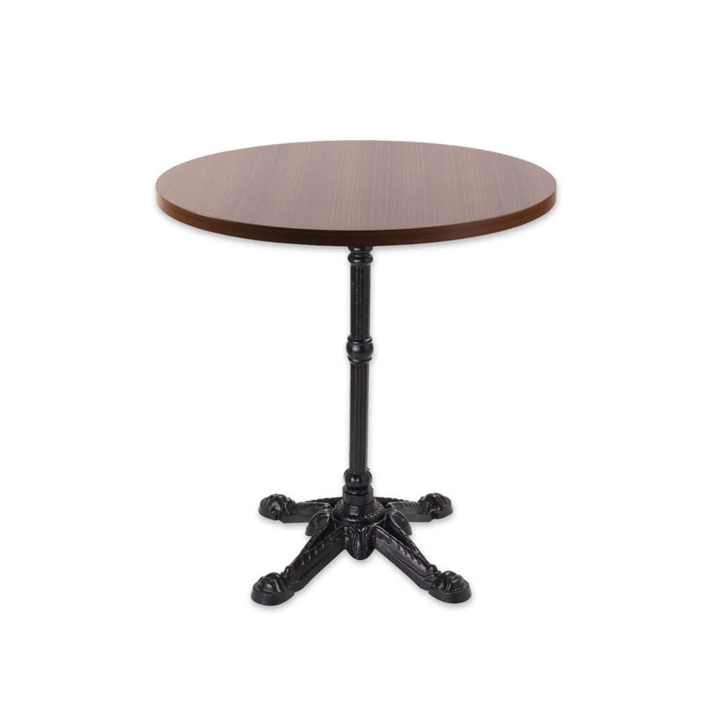 Wood and metal dining table with decorative metal 4-legged base - Designers Image