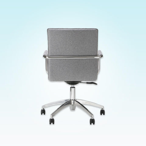 Leda Grey Swivel Desk Chair with Metal Armrests and Five Star Swivel Base