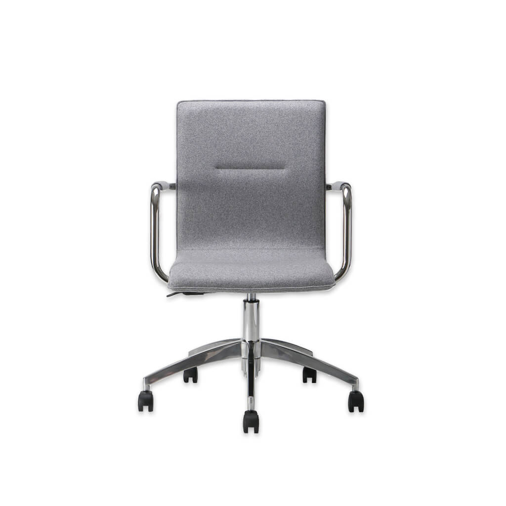 Leda Grey Swivel Desk Chair with Metal Armrests and Five Star Swivel Base - Designers Image