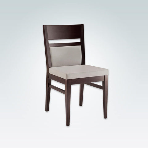 Leuven Dark Brown Dining Chair Cream Seat Pad Wooden Open Back detail and Parallel Strengthening Bars 3045 RC1