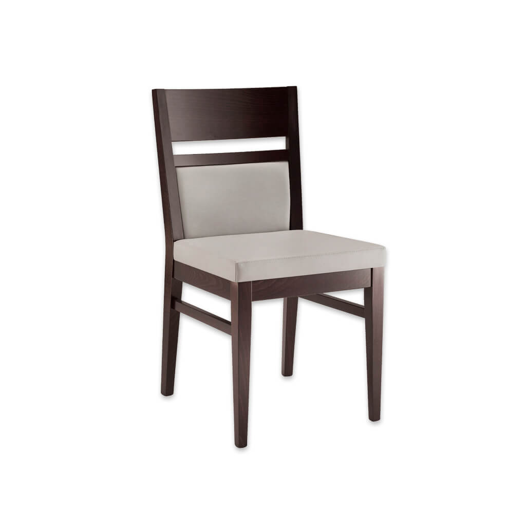 Leuven Dark Brown Dining Chair Cream Seat Pad Wooden Open Back detail and Parallel Strengthening Bars 3045 RC1 -Designers Image