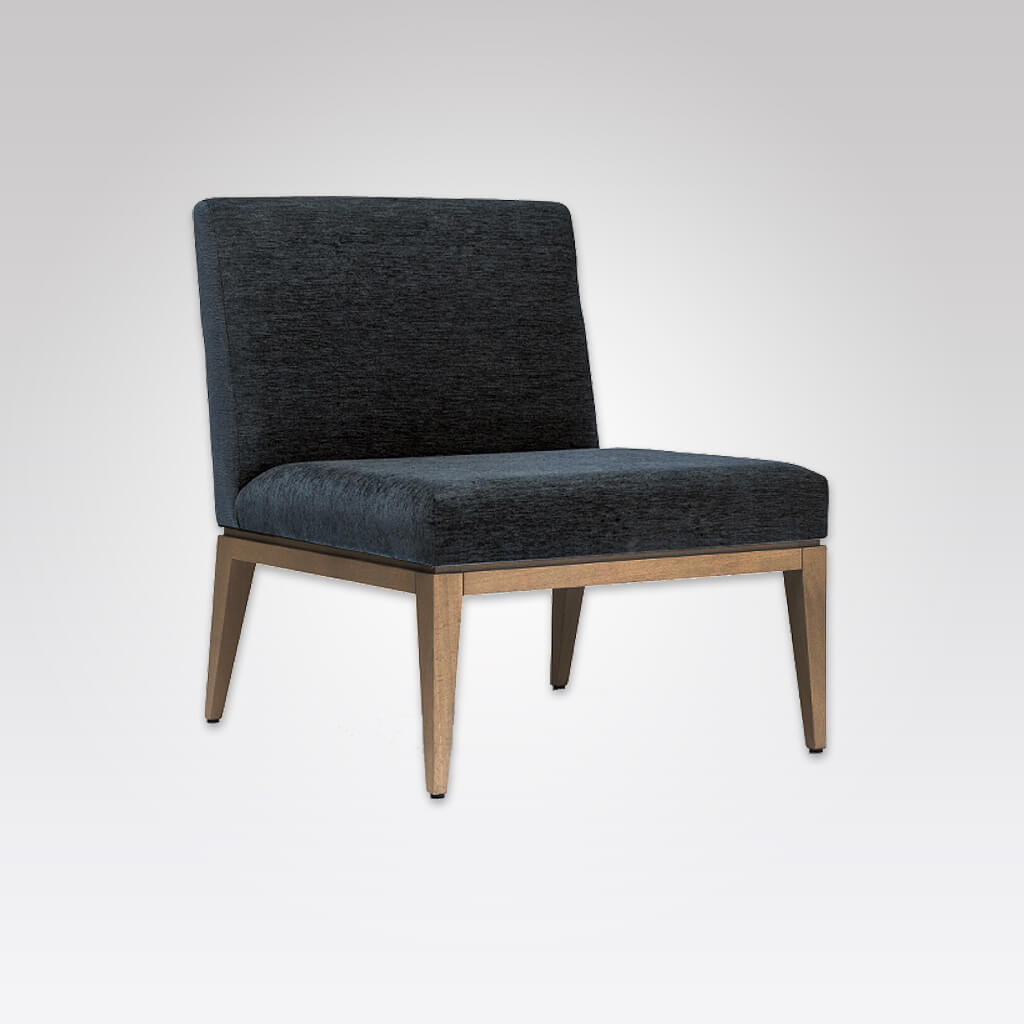 Libera Armless Upholstered Black Lounge Chair with Timber Legs and Plinth