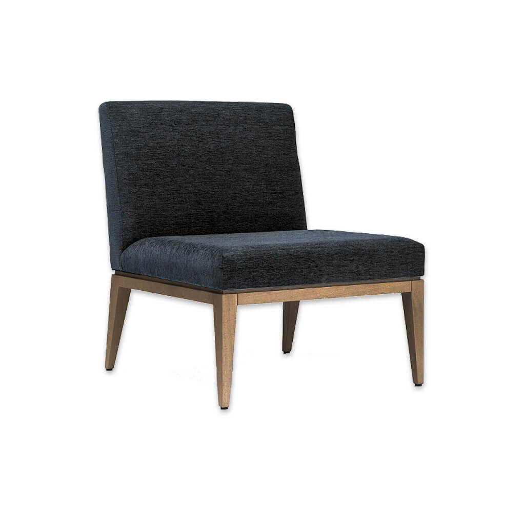 Libera Armless Upholstered Black Lounge Chair with Timber Legs and Plinth - Designers Image