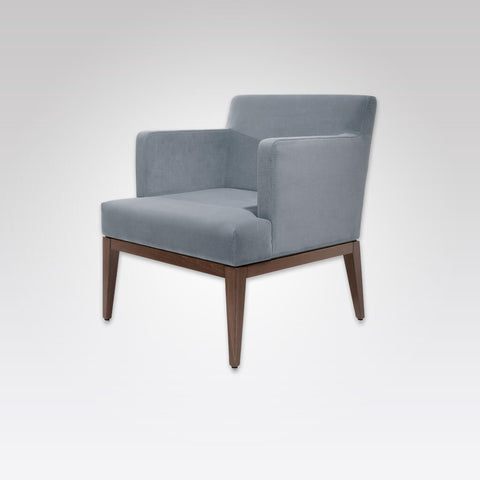 Libera Upholstered Light Blue Lounge Chair with Deep Seat Pad and Inset Arm