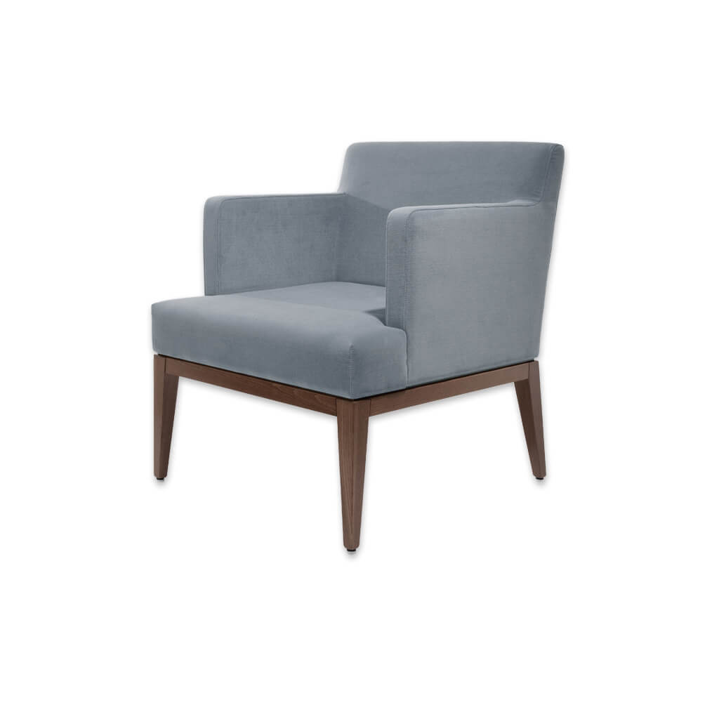 Libera Upholstered Light Blue Lounge Chair with Deep Seat Pad and Inset Arm