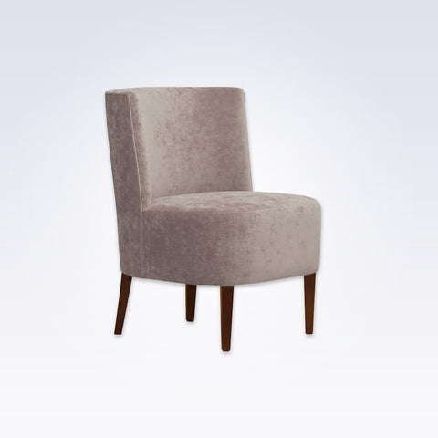 Lisa Armless Velvet Tub Chair With Deep Padded Seat And Timber Legs 
