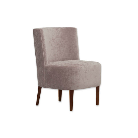 Lisa Armless Velvet Tub Chair With Deep Padded Seat And Timber Legs 
