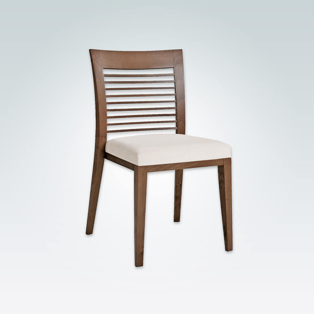 Logica Brown Wood Dining Chair with Ladder Back Detail and White Seat Pad 3047 RC2