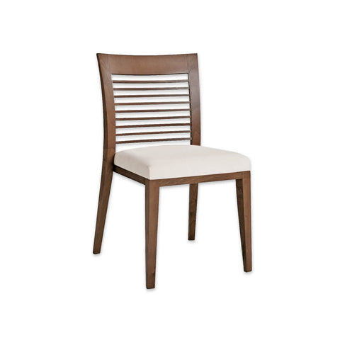 Logica Brown Wood Dining Chair with Ladder Back Detail and White Seat Pad 3047 RC2