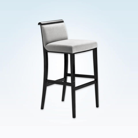 Lorenza silver grey bar stools with show wood scroll back and padded seat 