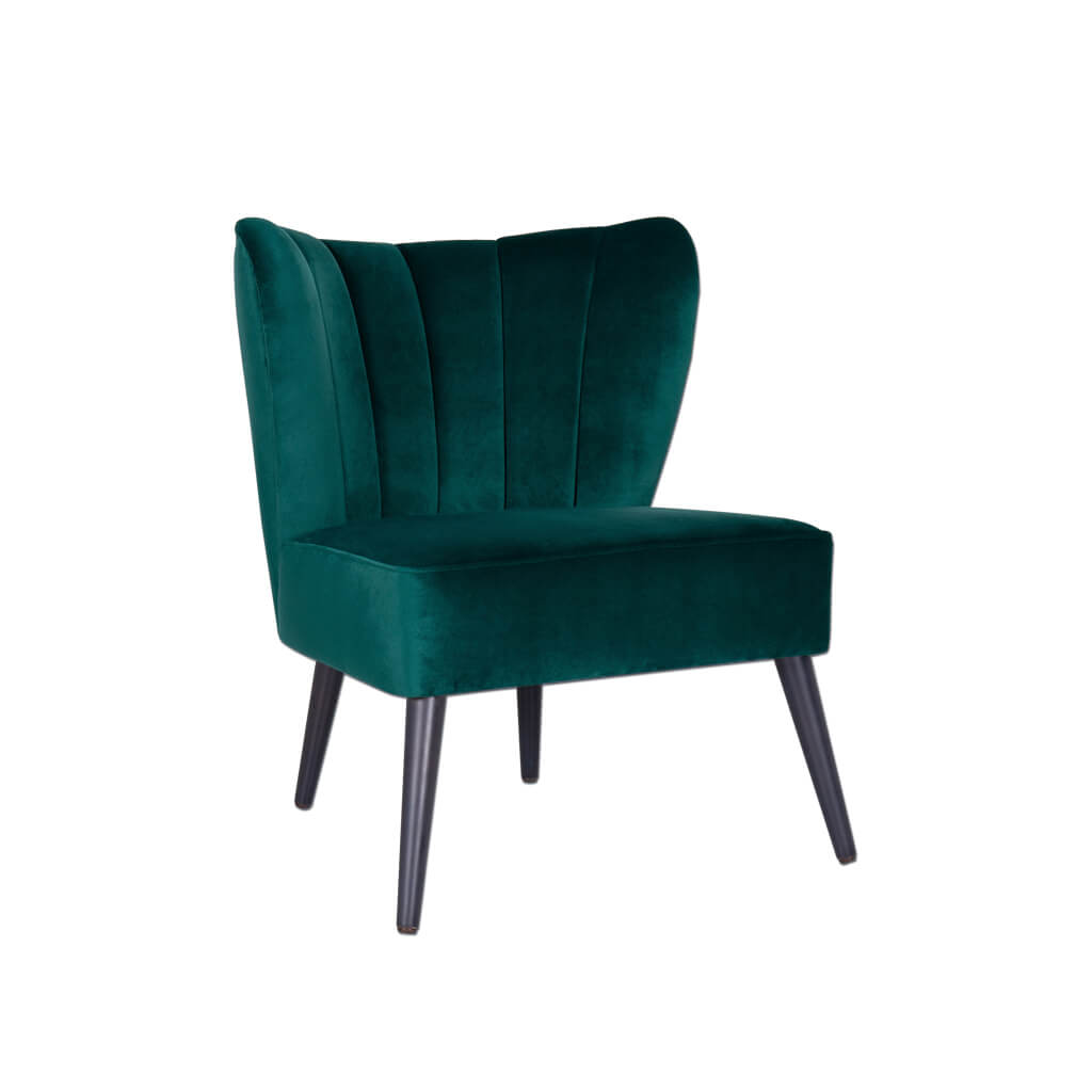 Lucy Dark Green Velvet Shell Back Lounge Chair - Designers Image