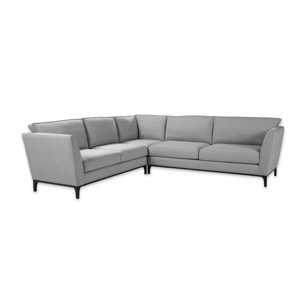 Grimaud grey material corner sofa with deep padded cushions and tapered legs - Designers Image