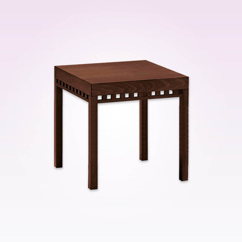 Luxe square contemporary bar table with cut out detail to down stand 