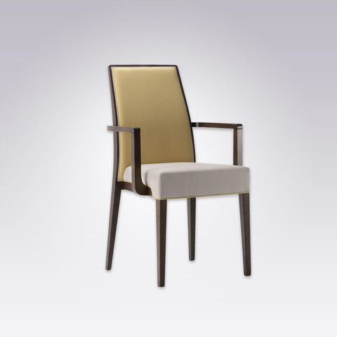 Madison Fully Upholstered  Mustard  Armchair with Show Wood Arms and Tapered Legs 
