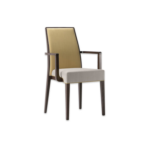 Madison Fully Upholstered  Mustard  Armchair with Show Wood Arms and Tapered Legs 