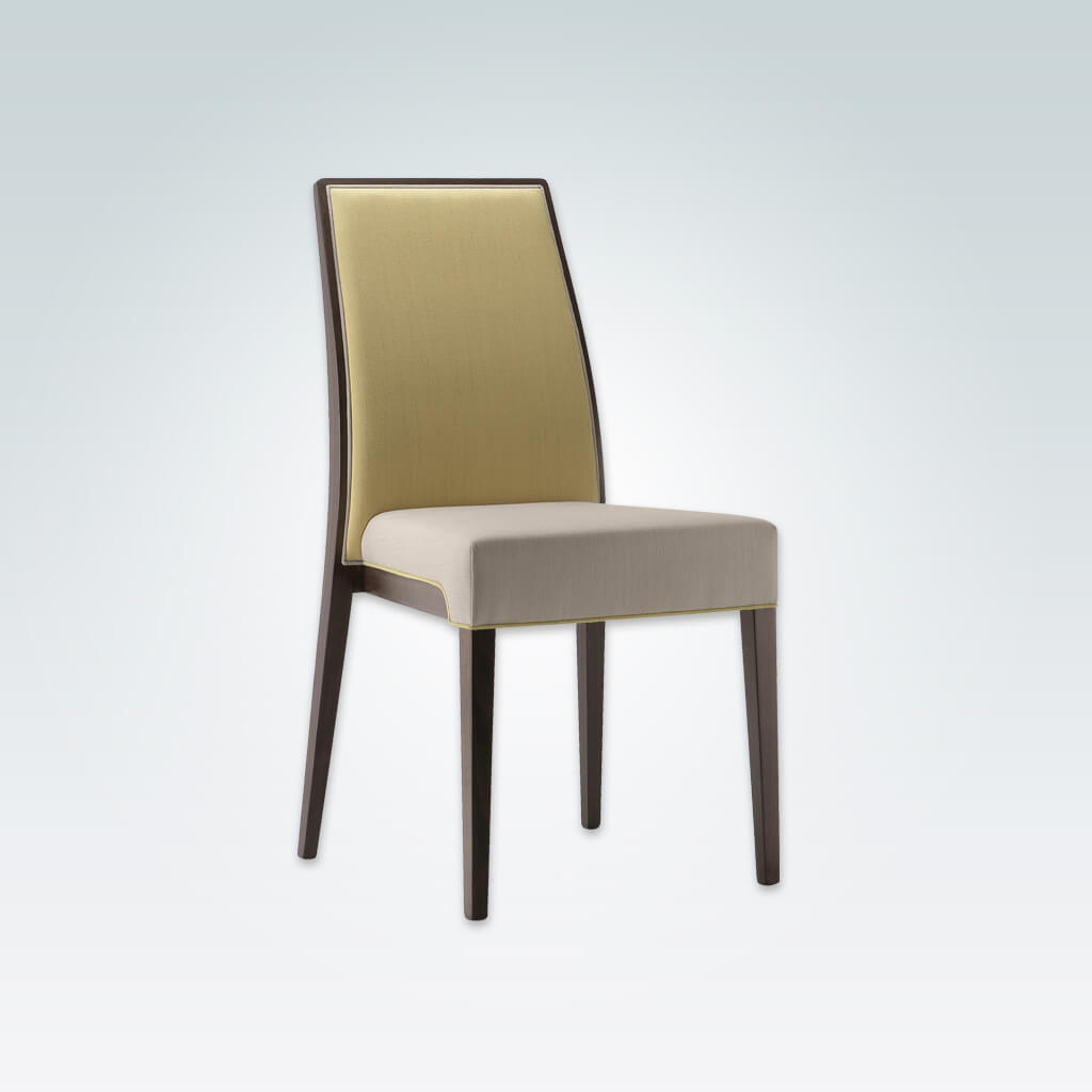 Madison Yellow Upholstered Dining Chair Curved High Back Two Tone Fabric and Contrasting Piping Detail 
