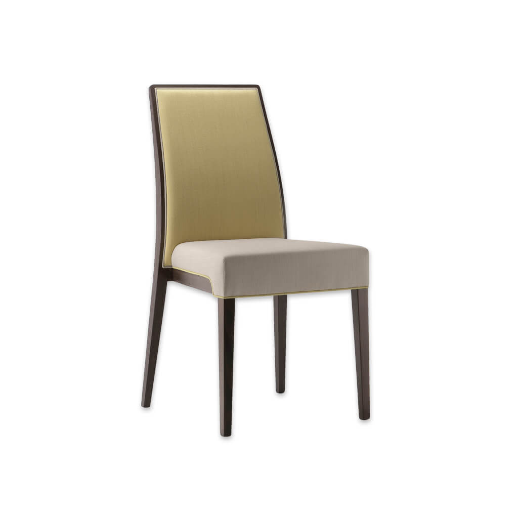Madison Yellow Upholstered Dining Chair Curved High Back Two Tone Fabric and Contrasting Piping Detail  - Designers Image