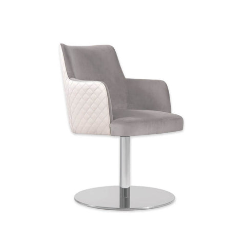 Maloka Upholstered White and Grey Desk Chair with Padded Seat and Outer Quilting