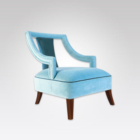 Marlu blue lounge chair with piping
