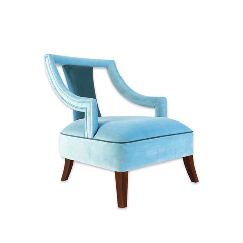 Marlu blue lounge chair with piping