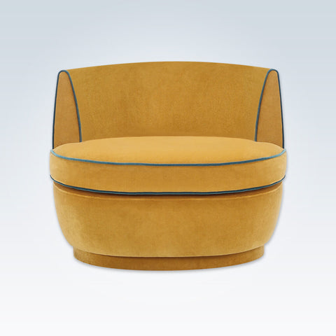 Martina mustard yellow accent chair with low curved back and large deep padded cushion