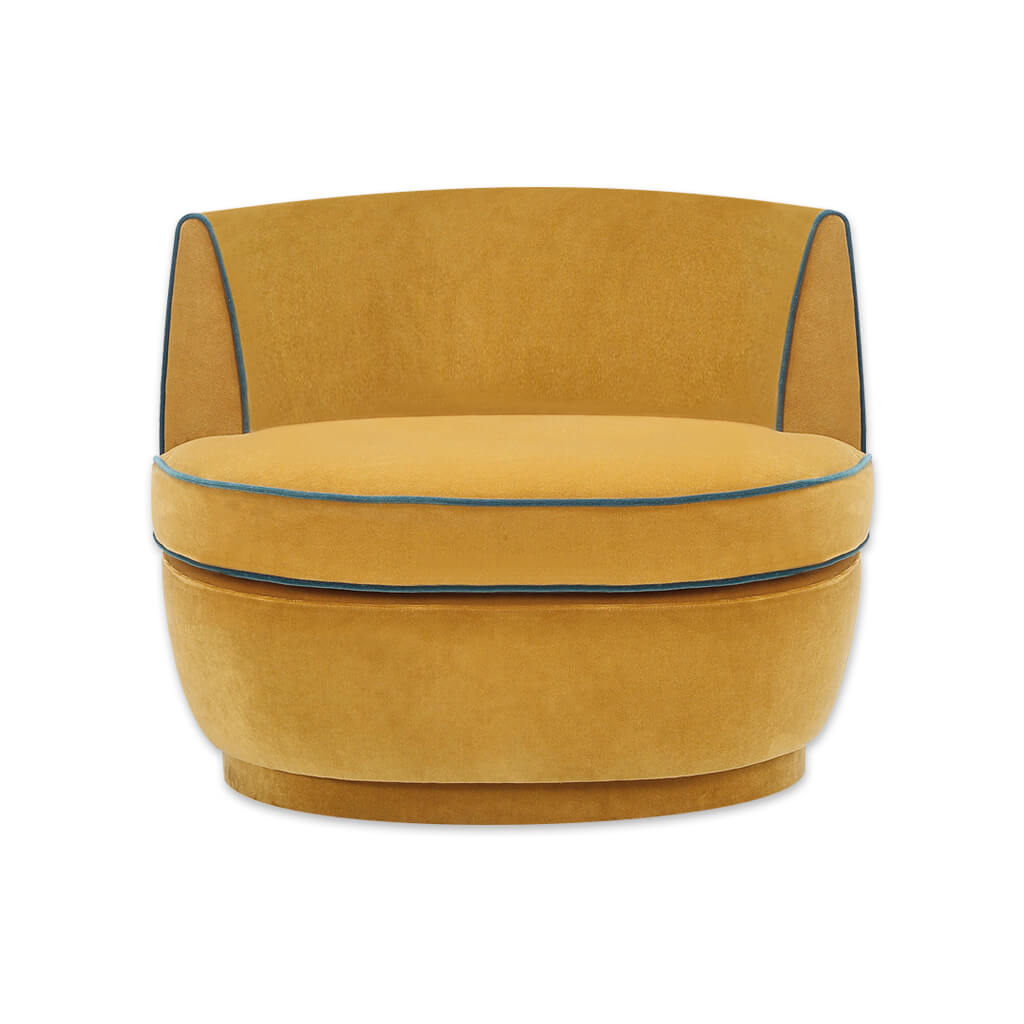 Martina mustard yellow accent chair with low curved back and large deep padded cushion - Designers Image