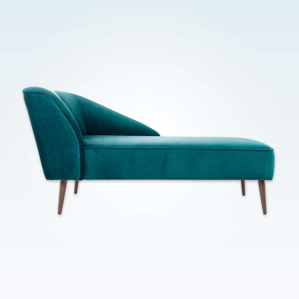 Martinez contemporary turquoise chaise longue with sloped rest and tall cylindrical legs  - Designers Image