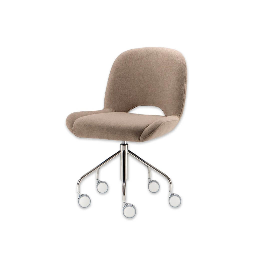 Mateo Fully Upholstered Light Brown Desk Chair with Five Star Base and Large Modern Castors - Designers Image