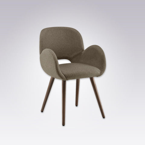 Mateo Rounded Sage Armchair with Keyhole Back and Conical Legs 