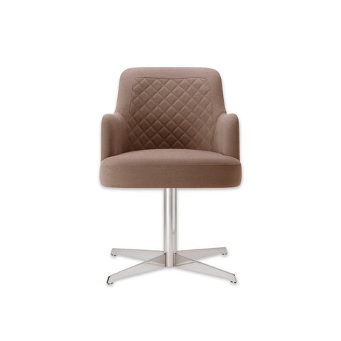 Matisse Fully Upholstered Brown Desk Chair with Flat Four Star Swivel Base and Quilted Detail to Back