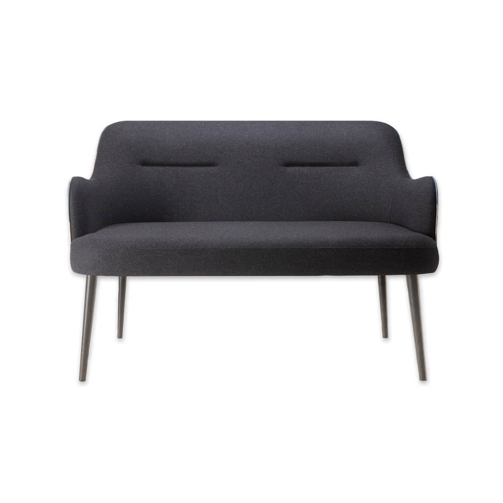 Matisse dark grey fabric sofa with modern curved arms and conical tapered legs - Designers Image