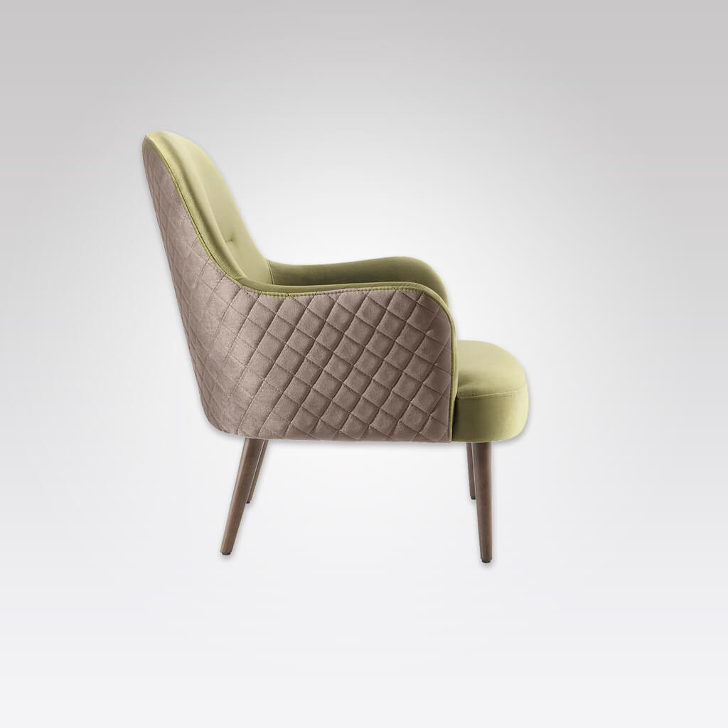 Matisse Fully Upholstered Green Armchair with Outer Quilting and Padded Seat  - Side