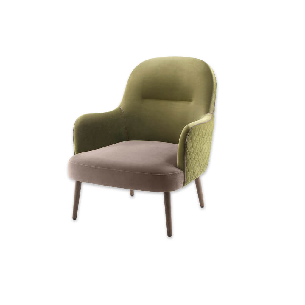 Matisse Fully Upholstered Green Armchair with Outer Quilting and Padded Seat - Designers Image