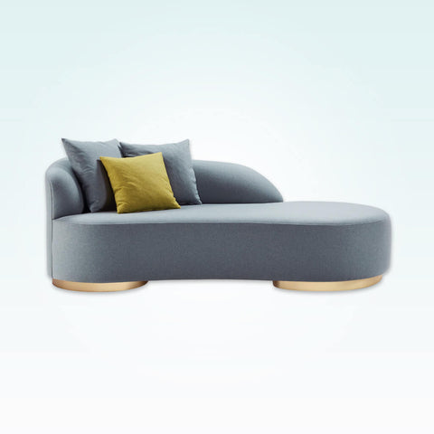 Menta modern duck egg blue chaise longue with round metal feet and curved shape 