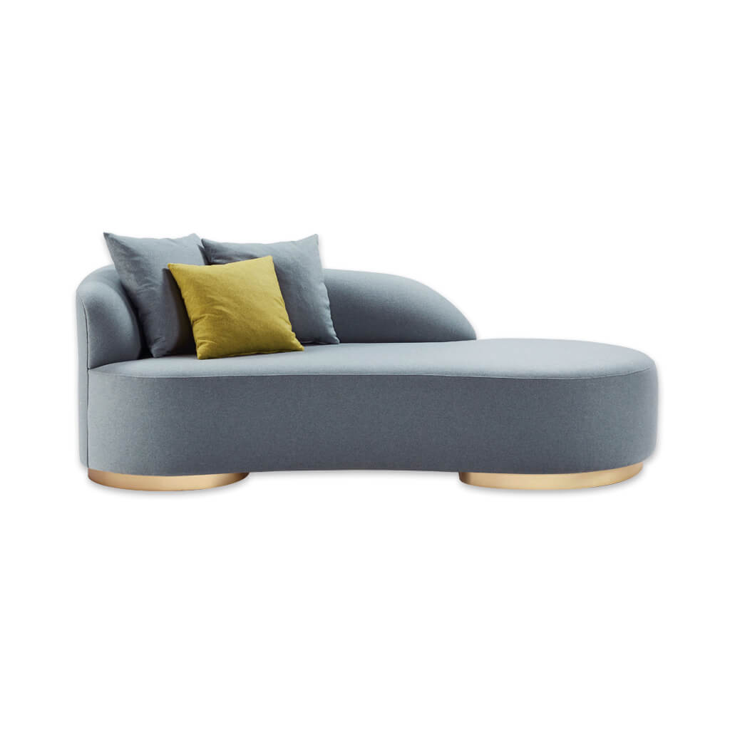 Menta modern duck egg blue chaise longue with round metal feet and curved shape - Designers Image