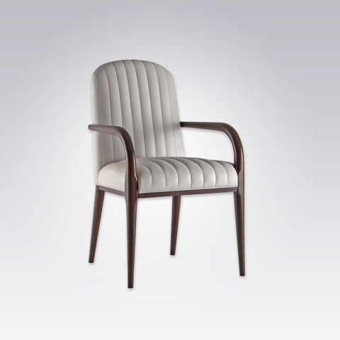 Miami Fluted White Armchair with Show Wood Arms and Legs 