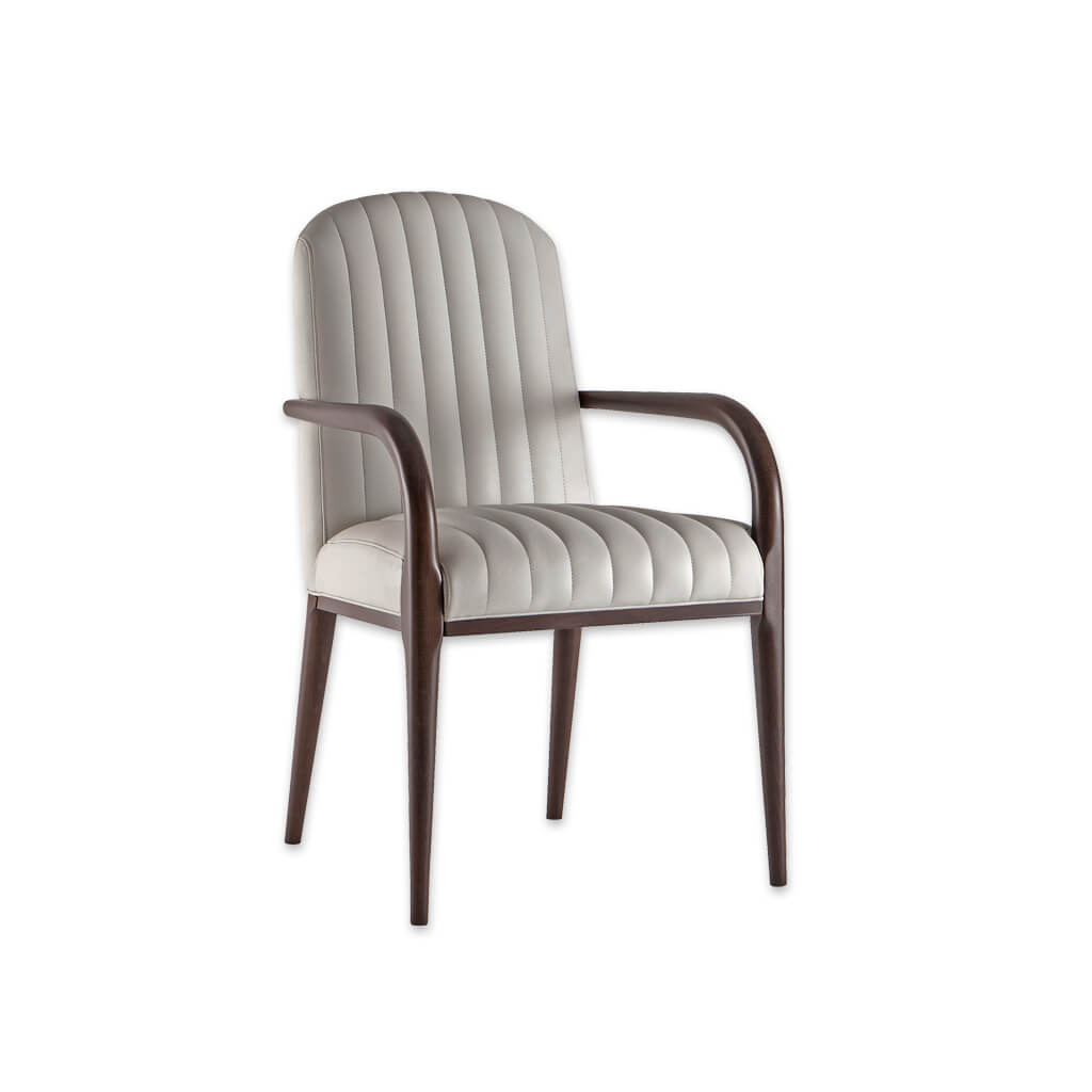 Miami Fluted White Armchair with Show Wood Arms and Legs  - Designers Image