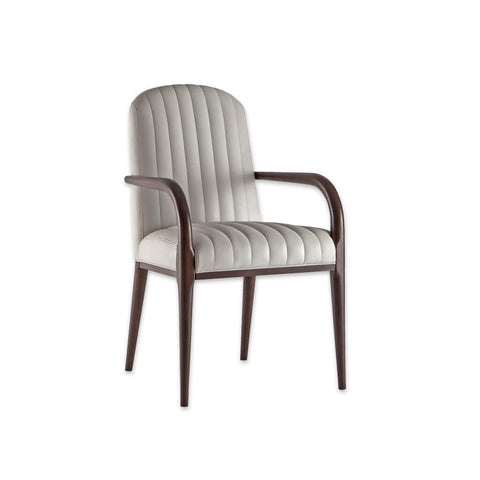 Miami Fluted White Armchair with Show Wood Arms and Legs 