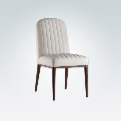 Opera Full Upholstered White Dining Chair with Show Wood Legs