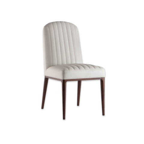 Opera Full Upholstered White Dining Chair with Show Wood Legs