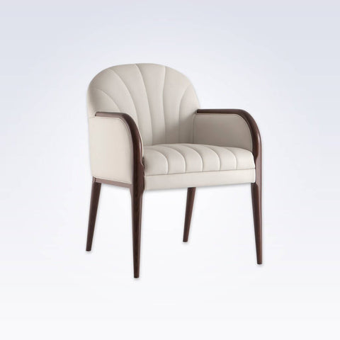 Miami shell Light Leather Tub Chair With Fluted Backrest and Seatpad with Show Wood Detail 