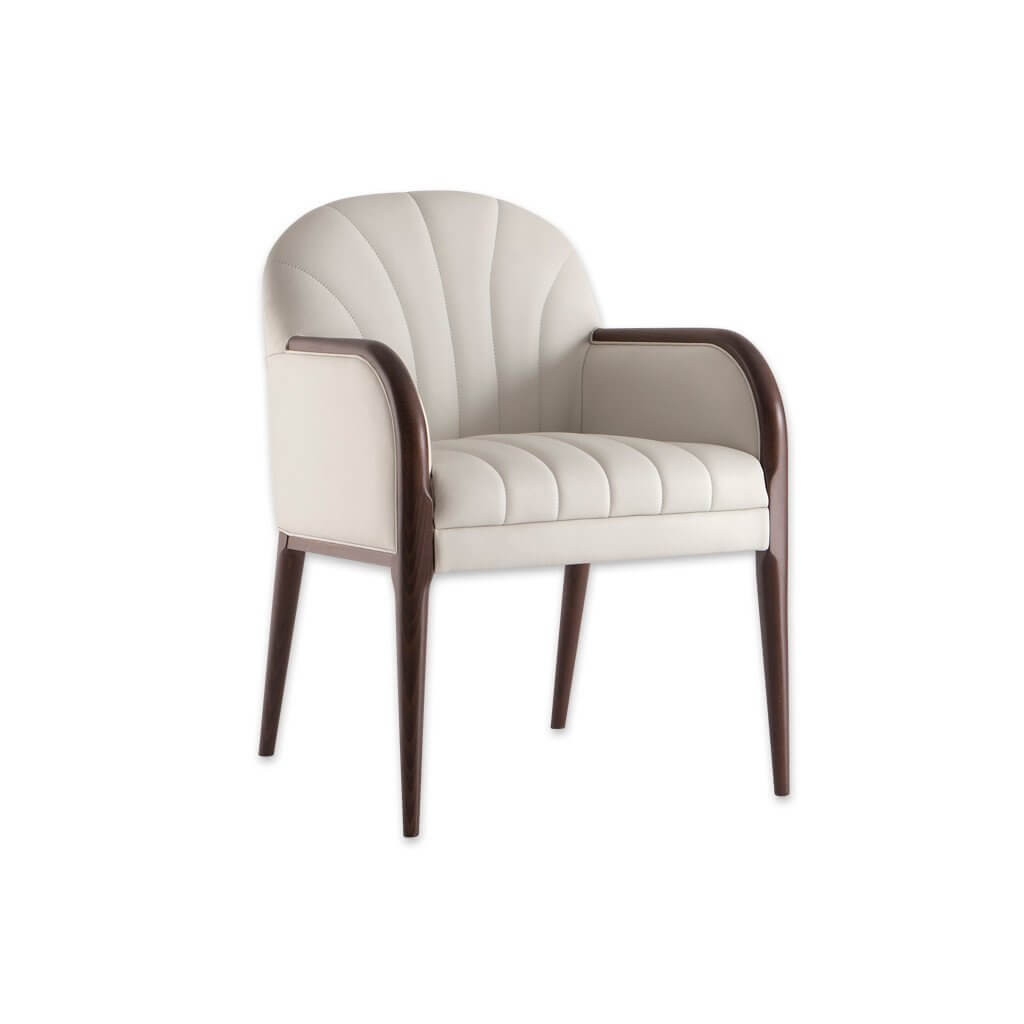 Miami shell Light Leather Tub Chair With Fluted Backrest and Seatpad with Show Wood Detail  - Designers Image