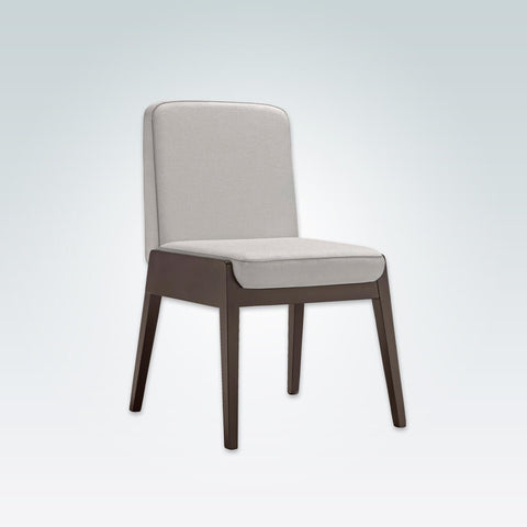 Mika Cream Leather Dining Chair with Show Wood Edging Detail and Upholstered Seat