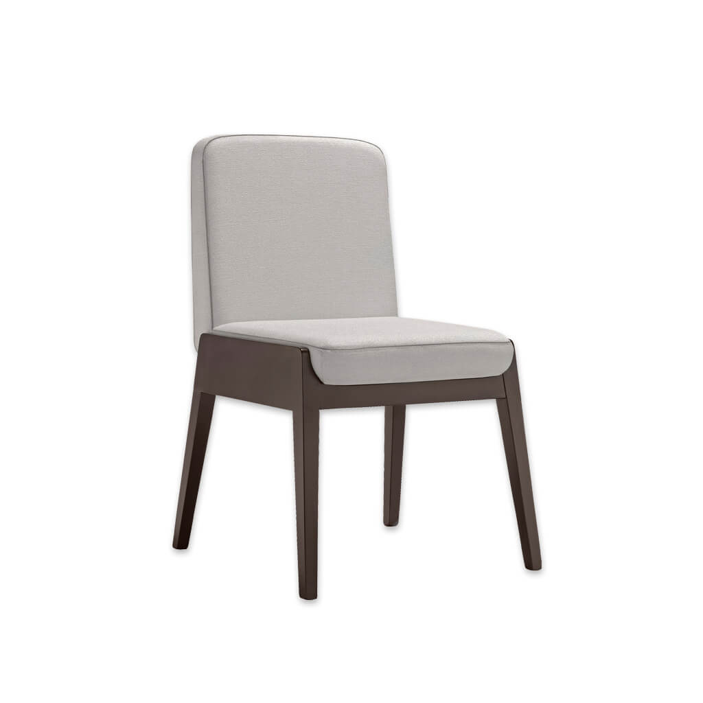 Mika Cream Leather Dining Chair with Show Wood Edging Detail and Upholstered Seat - Designers Image