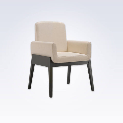 Mika Cream Tub Chair With Enroaching Armrests and Show Wood Detail