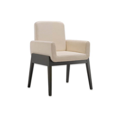 Mika Cream Tub Chair With Enroaching Armrests and Show Wood Detail
