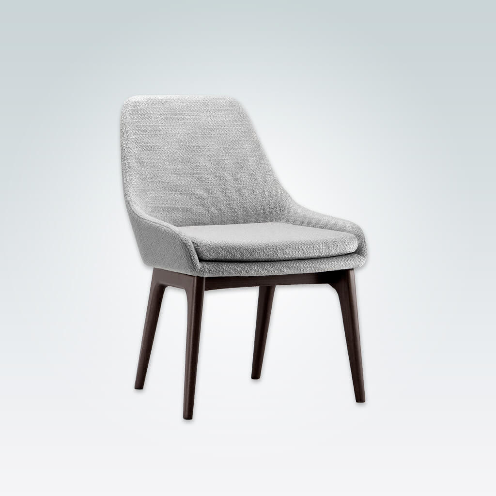 Moira Grey Restaurant Chair with dark timber legs