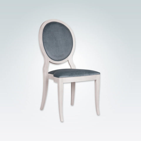 Myra Round Back blue Upholstered Chair with white Frame