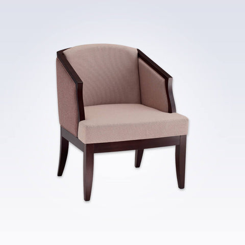 Naima Pink Tub Chair With Showwood and Curved Tapered Legs 
